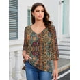 thumbnail image 6 of Zeagoo Women's Blouse 3/4 Length Sleeve V Neck Dressy Floral Tunic Top Soft Lightweight Summer Tees Business Casual Work Tops, 6 of 7