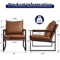 thumbnail image 3 of Subrtex Upholstered Modern Accent Chair with Metal Frame, Brown PU Leather, 3 of 7