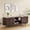 Dark Walnut, variant on YWEN Mid Century Modern TV Stand for TVs Up to 75", Farmhouse Fluted TV Stand, Retro Wood TV Stand with Storage and Shelf, Entertainment Center with Pop-Up Doors for Living Room, Bedroom, Walnut