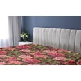 thumbnail image 5 of Ambesonne Tropical Fitted Sheet, Watercolor Rose Repeating, King Size, Dark Salmon Fern Green, 5 of 5