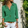 thumbnail image 2 of Charmgo Womens Shirts, Womens Casual Shirts Long Sleeve Roll Up Boyfriend Style Lapel V Neck Casual Work Blouses Womens Button Down Shirt Dress Shirts for Women Green XL, 2 of 5