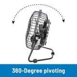 Mainstays 4 inch Personal Metal USB Desktop Fan Black, Portable, 360 ...