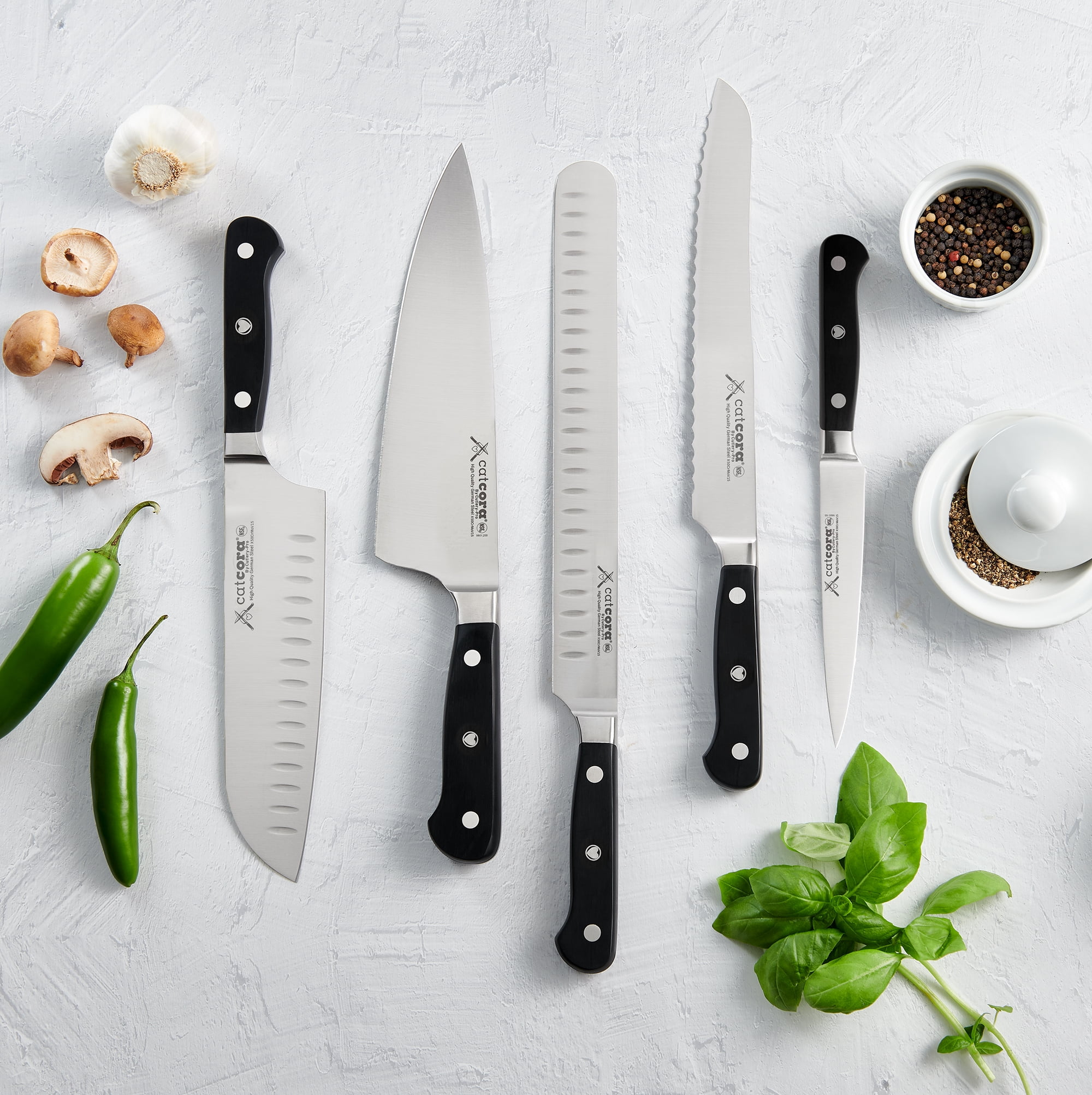 CatCora Forged Utility Knife, Professional 6-Inch German Steel Blade For Peeling Potatoes, Cutting Sandwiches, and Garnishing, Ergonomic Triple-Rivet Handle, NSF-Certified Kitchen Knife