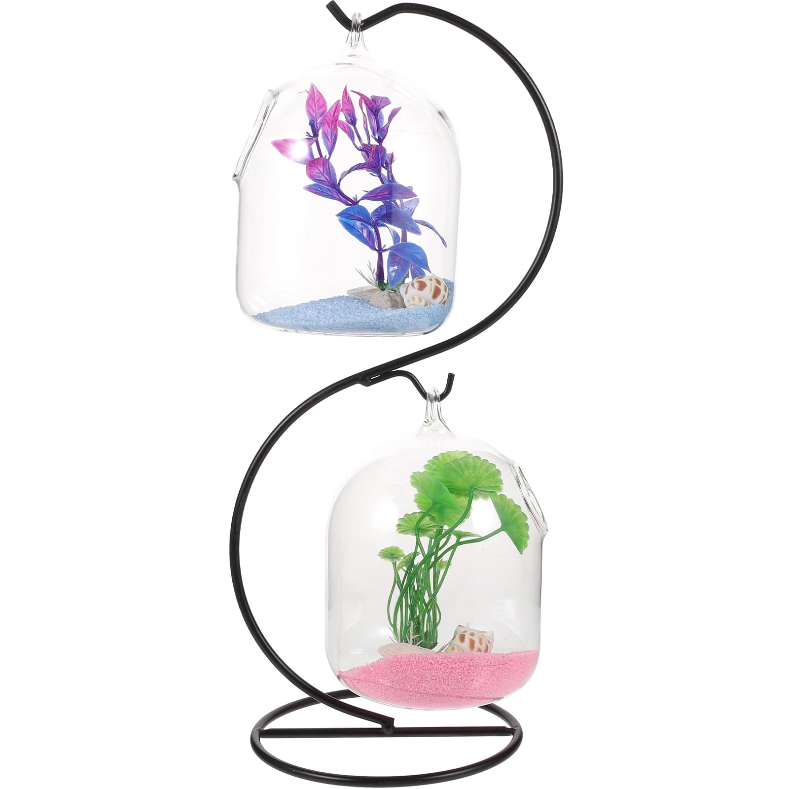 ETEREAUTY 1Set Hanging Glass Fish Tank in Assorted Colors with Stand Modern Design
