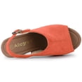 thumbnail image 4 of Sandalias Punta Abierta Talón Abierto Plataforma Tacón Grueso Para Mujer Allegra K Naranja 37, 4 of 6