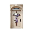 thumbnail image 2 of Spring Easter Front Door Decor He is Risen Wreath Christian Cross Door Cover Garland, Large Easter Front Door, Church Decor, with Lilies, Ornament Fabric Cover Cloth Hanging, Entryway Door, Purple, 2 of 9