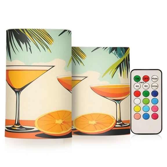 Yayeee Flameless Candles with Remote Flickering Battery Operated Multi Color Changing, Mid Century Glasses