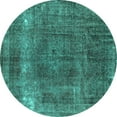 thumbnail image 1 of Ahgly Company Indoor Round Oriental Turquoise Blue Industrial Area Rugs, 4' Round, 1 of 4