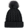thumbnail image 2 of Simplicity Men / Women's Winter Hand Knit Faux Fur Black Pompoms Beanie Hat, 2 of 3