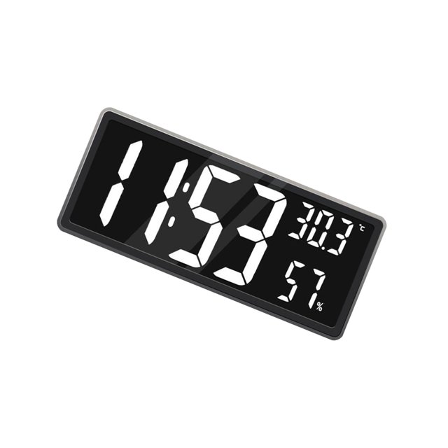 Large LED Digital Wall Clock with Indoor Temperature Led Clock White