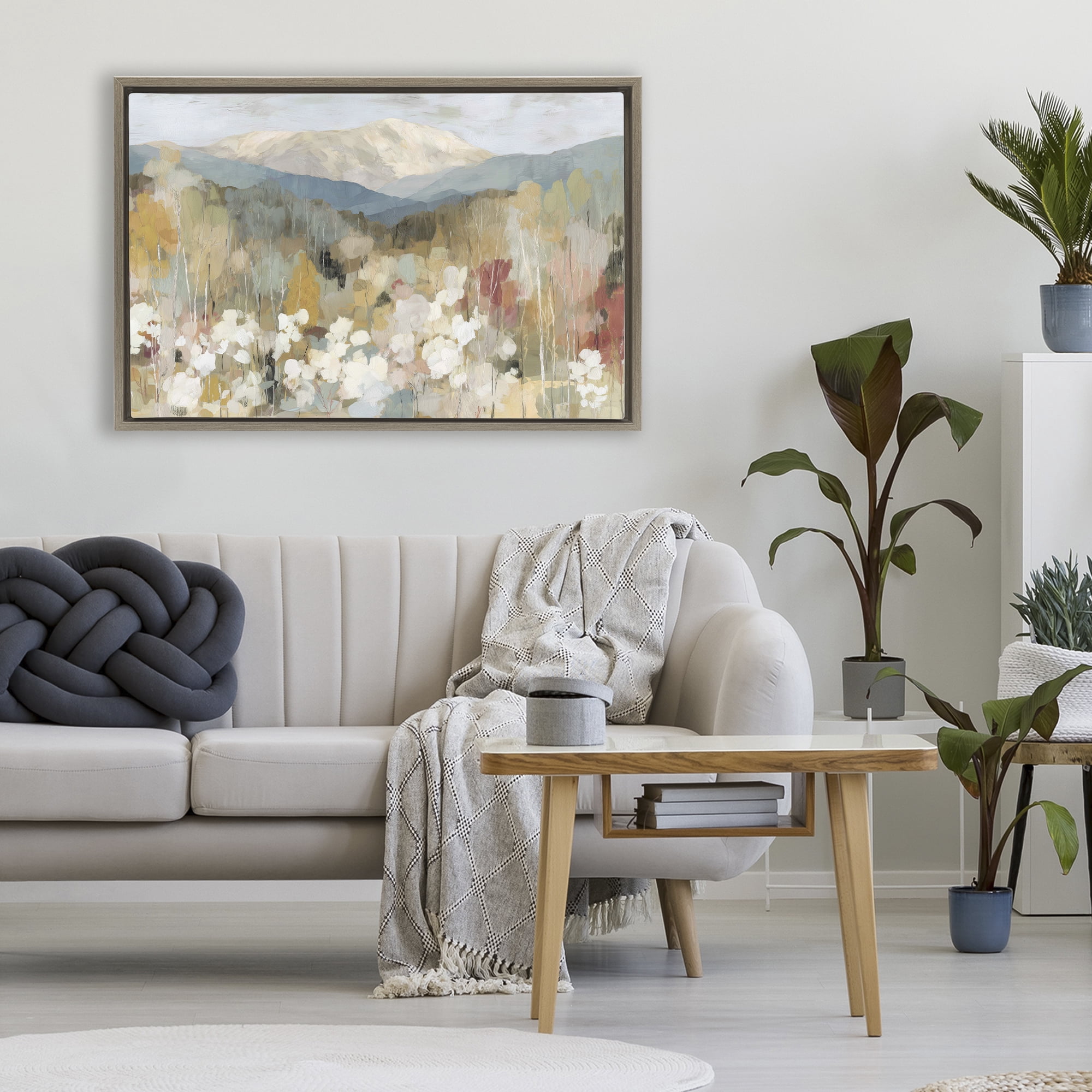 Stupell Industries Autumn Mountain Meadow Brown Framed Floater Canvas Wall Art, design by Chromatic Storm Studio