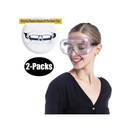 Eyewear Protective Safety Glasses Splash Safety Goggles for Chemical Lab Technic Safety Polycarbonate Anti-Fog Lenses - 2 Packs