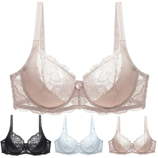 Koszal Plus Size Sexy Women See-through Breathable Lace Flower Push Up Bra  Underwear 