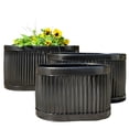 thumbnail image 7 of WHW Whole House Worlds French Country Style Oval Planters, Set of 3, Glossy Black, Galvanized Metal, Chubby Ripple Belly, Corrugated Cache Pots, Rustic, Over 2 ft., 24.5, 20 and 14.5 Inches, 7 of 7