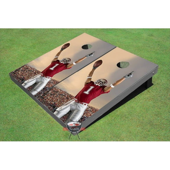 Football Player Victory Theme Cornhole Boards