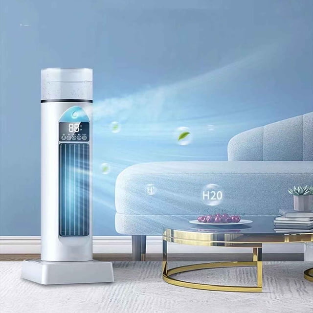 Tower Fan With Water Spray And Humidifier Function 370 mm Height 100 mL Tank 6 Speed Settings 6 Hour Timer 5 V USB Powered Quiet Operation
