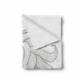 thumbnail image 2 of Black and White Soft Flannel Fleece Throw Blanket, Fantasy Animal Unicorn Profile with Floral Ornaments Monochrome Design, Cozy Plush for Indoor and Outdoor Use, 50" x 60", Black White, by Ambesonne, 2 of 6