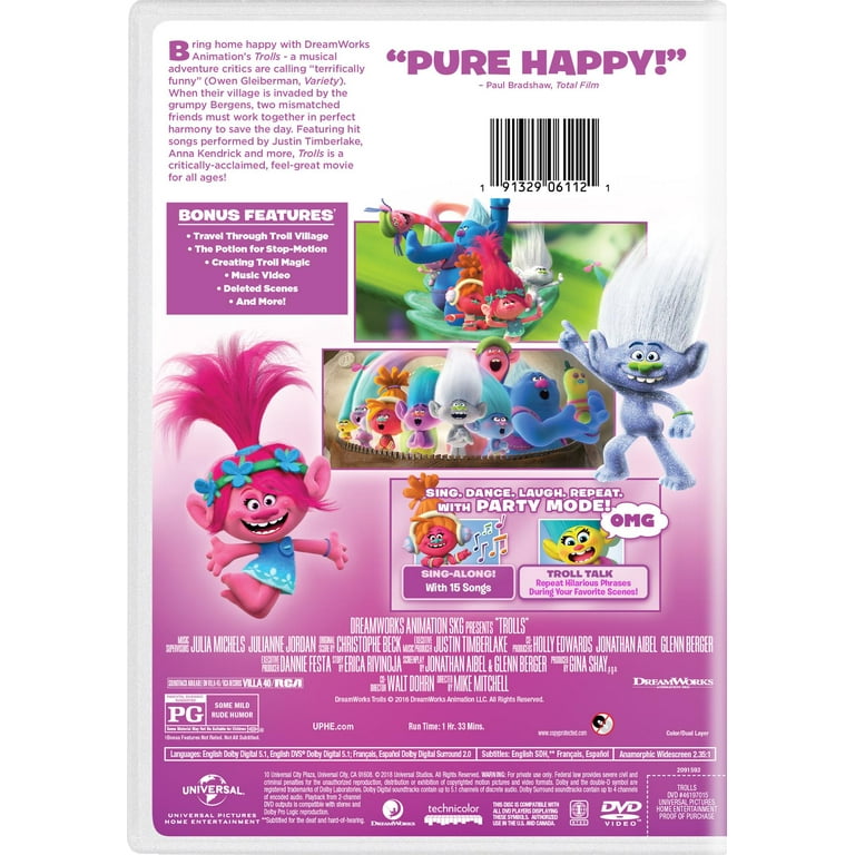 SDS Trolls 2018 DVD Animation Adventure Comedy PG - Walmart.com