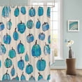 thumbnail image 3 of Fabric Shower Curtain Fall Thanksgiving Blue Pumpkin Simple Lines Linen Shower Curtains with 12 Hooks Waterproof Machine Washable Bath Curtains for Bathroom, 66 x 72in, 3 of 6