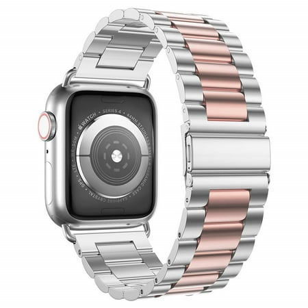 Case+strap for Apple Watch band 42mm/38mm Accessories Stainless Steel belt metal wristbands Bracelet IWatch series 3 4 5 6 SE 40mm 44mm - silver rose