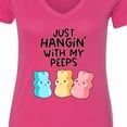 thumbnail image 4 of Inktastic Easter Just Hangin' with My Peeps Women's V-Neck T-Shirt, 4 of 5