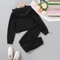 thumbnail image 6 of Bysome Toddler Girls Outfit Set Hooded Solid Color Butterfly Print Casual Fashion Long Sleeved Trousers Hoodie Long Sleeve Crew Neck Girl 2 Pieces Clothes Set Black Size 5-6 Years, 6 of 8