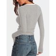 thumbnail image 4 of YYDGH Long Sleeve Shirts for Women Square Neck Ribbed Slim Fitted Basic Tees Scoop Neck Going Out Tops Gray XL, 4 of 6