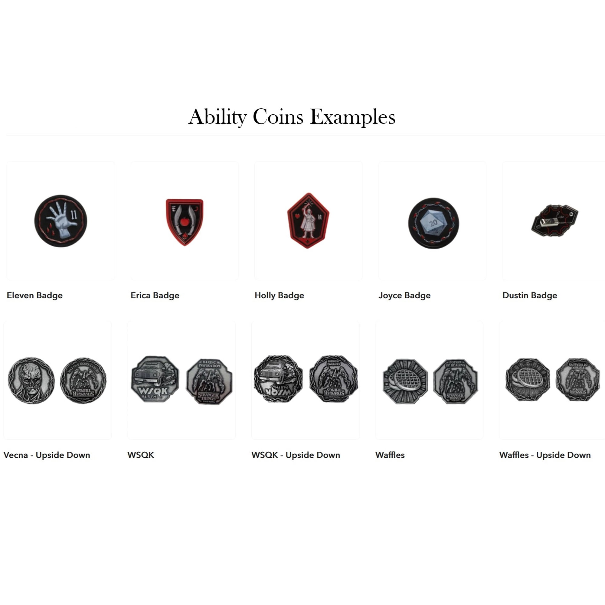 Stranger Things: Treasure Pack - 3 Blind Collectibles: d20 Die, Metal Ability Coin, Embroidered Dice Bag - Randomly Assorted, RPG Game Accessories