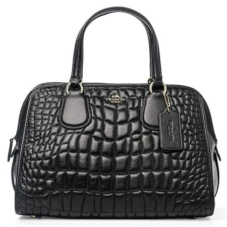 Coach Nolita Satchel in Quilted Croc Leather Black Bag New
