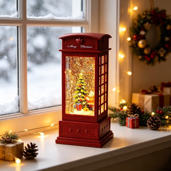 Eolstice Light Up Christmas Resin Figurine, LED Glowing Wind Lamp Decor, Festive Tabletop Ornament, Home Shelf Mantel Party Decoration, Holiday Gift