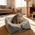 thumbnail image 3 of Self Warming Cat Bed, 2-in-2 Convertible Soft Plush Mat & Sleep Bed - Washable Foldable Thermal Pet Cushion for Indoor, Outdoor, Car, Desk, Couch & Winter Travel, 3 of 8