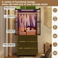 thumbnail image 2 of 2 Glass Doors Armoire Wardrobe Closet with 3 Drawer & LED Light,75"H Wardrobe Closet Clothing Organizer with Hanging Rail for Bedroom, 2 of 8