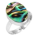 thumbnail image 1 of 925 Sterling Silver Women Jewelry Natural Abalone Shell Ring, 1 of 6