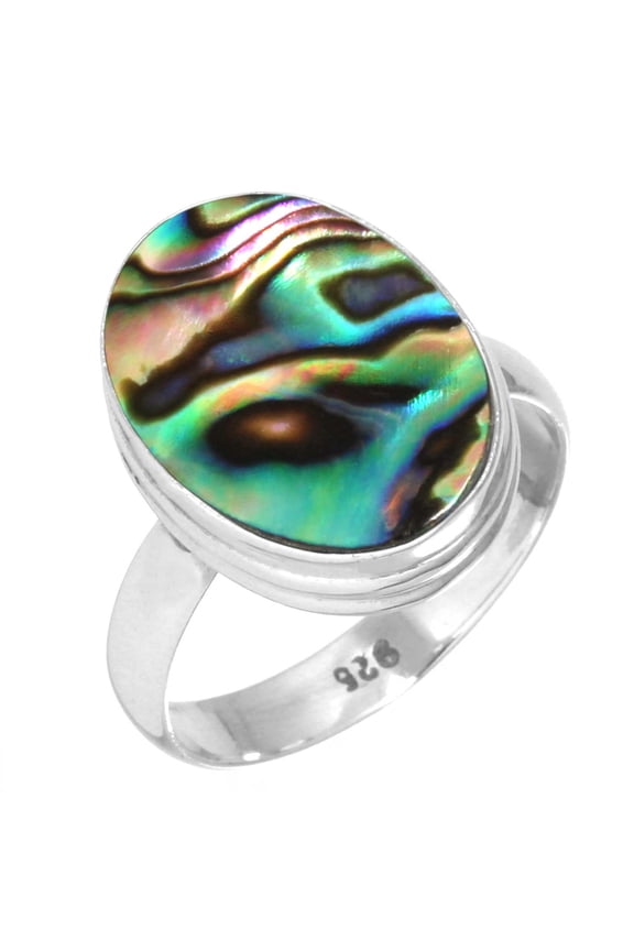 925 Sterling Silver Women Jewelry Natural Abalone Shell Ring