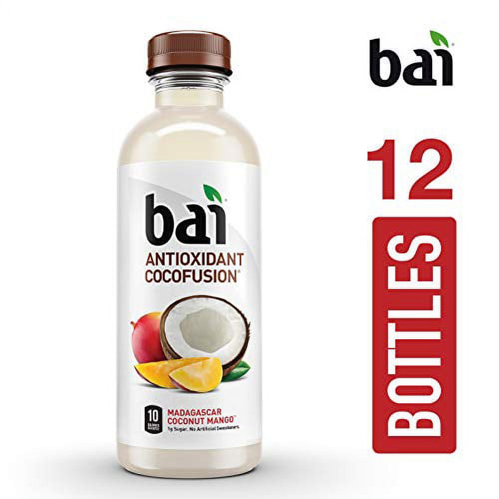 Bai Coconut Flavored Water, Madagascar Coconut Mango, Antioxidant Infused Drinks, 18 Fluid Ounce Bottles, 12 Count