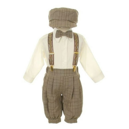 Rafael Baby Boys Brown Overall Pants Knickers Vintage Outfit Tuxedo Set