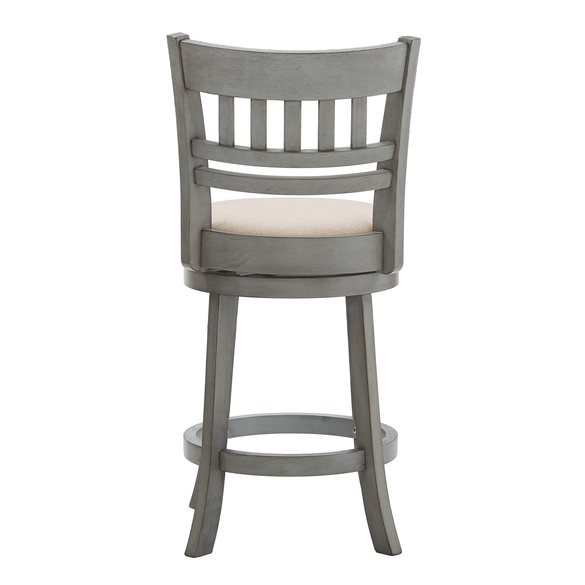 Weston Home Shapel Lattice Back 24"H Swivel Counter Height Stool, Antique Grey Finish, Beige Linen