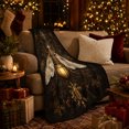 thumbnail image 3 of Winter Steampunk Insect Flannel Blanket with Gold Wings Snowflakes Holly Gear Art, Dark Brass Holiday Machinery Style, Gothic Sofa Bedroom Home Decor, Christmas Gift, 3 of 9