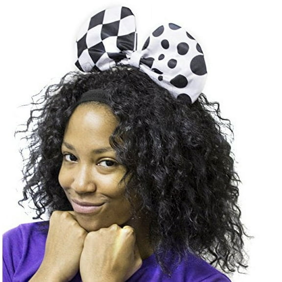 Harlequin Black and White Giant Bow Headband