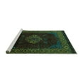 thumbnail image 2 of Ahgly Company Machine Washable Indoor Round Abstract Turquoise Blue Modern Area Rugs, 5' Round, 2 of 4
