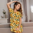 thumbnail image 3 of Susaid Green Leaf Sunflower Pattern Sleep Shirts for Women Short Sleeve Night Shirts for Sleeping Pullover Nightgown Soft Nightdress, 3 of 6