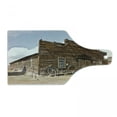 thumbnail image 1 of Barn Wood Wagon Wheel Cutting Board, Abandoned Mercantile with Wagon Wheels Ghost Town, Decorative Tempered Glass Cutting and Serving Board, Wine Bottle Shape, Sand Brown Pale Blue, by Ambesonne, 1 of 1