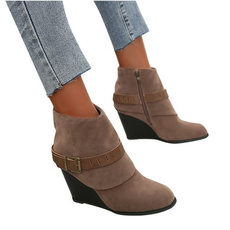 

Valentine s Day Deals!2022 Hvyes Women s Fashion Casual Lace Up Zipper Solid Color Single Shoes High Heels Boots