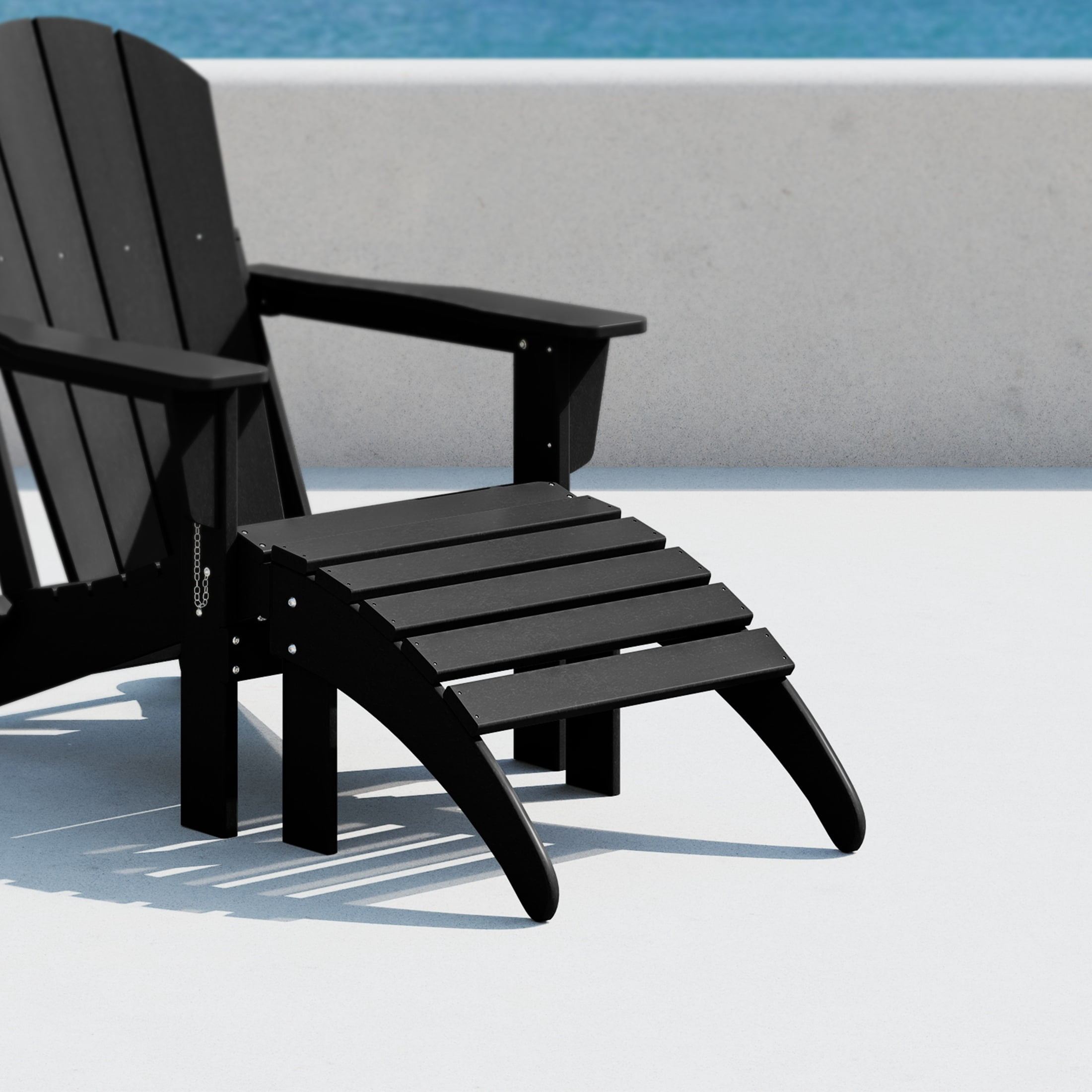 Polytrends Laguna Hdpe All Weather Outdoor Patio Foldable Ottoman Black