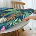 thumbnail image 4 of YFYANG Round Fitted Table Cloth, Waterproof Green Tropical Leaf Doodle Pattern Polyester Table Cover, Indoor Outdoor Decorative Tablecloths with Elastic Edge, 4 of 7