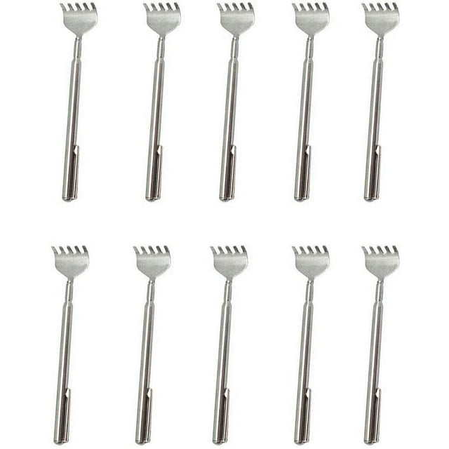 10 Pieces Stainless Steel Claw Retractable Back Scratcher Extendable Items Portable Pocket Pen Holder for Daily Use
