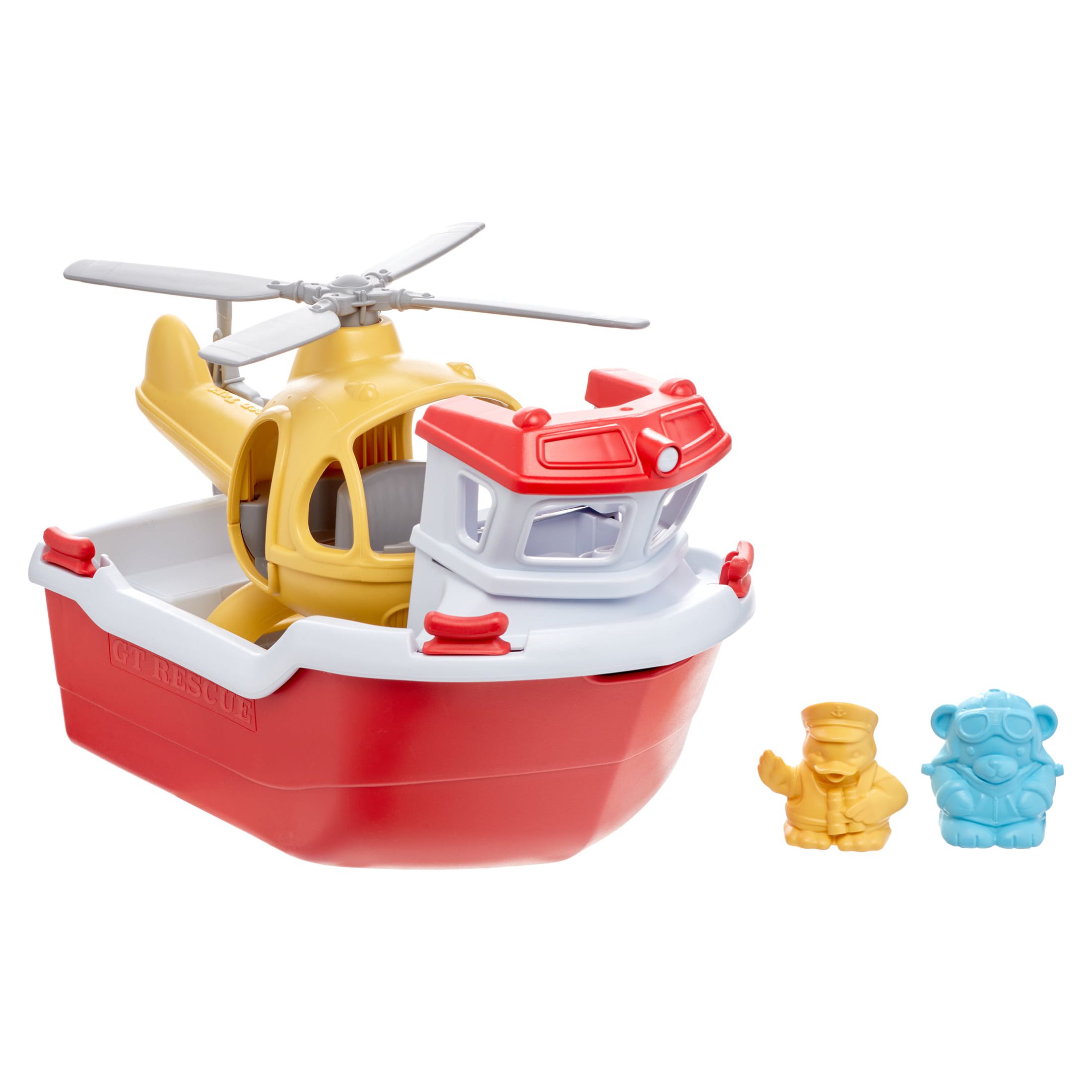 Green Toys Rescue Boat & Helicopter with a Captain Duck and Pilot Bear - image 4 of 10