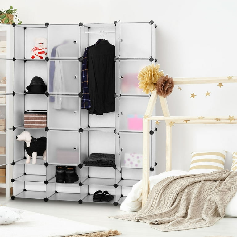 Costway DIY 24 Cube Portable Clothes Wardrobe Cabinet Closet Storage Organizer W Doors