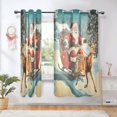 thumbnail image 6 of Sheer Curtains 2 Panels Set Grommet Drapes Window Treatments Light Filtering for Bedroom Living Room W52 x L63 Vintage Reindeer Pull Sleigh, 6 of 7