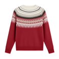 thumbnail image 4 of SETOOFF Women Geometric Pattern Crew Neck Knit Sweater Long Sleeve Color Block Printed Knitted Pullover Jumper Fall Winter Layering Top, 4 of 7